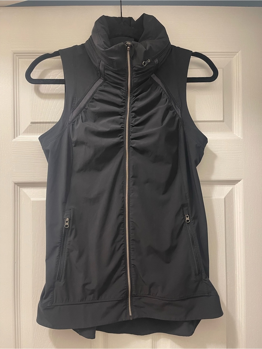 Lululemon Black Hooded Full Zip Vest Ruched Cinched Waist